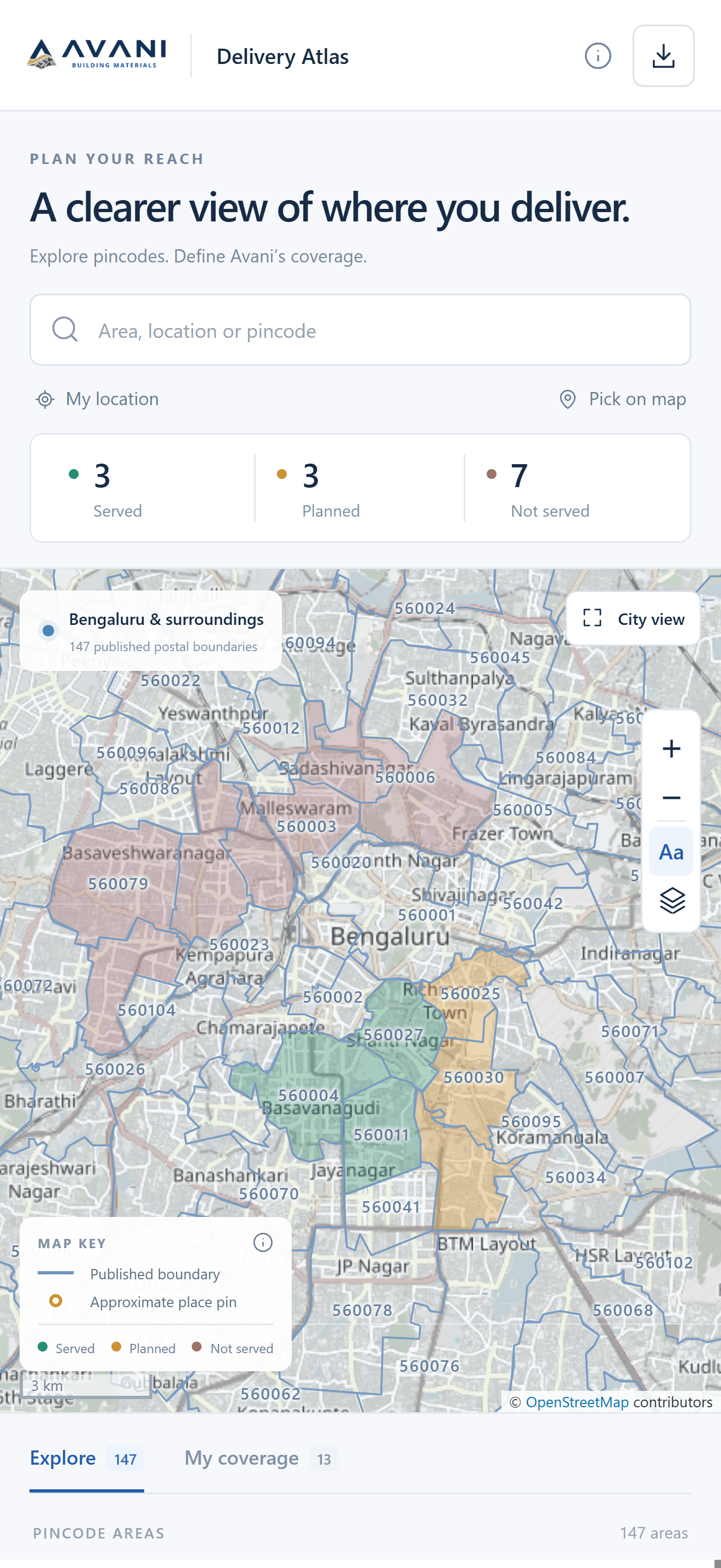 Avani Delivery Atlas mobile responsive view