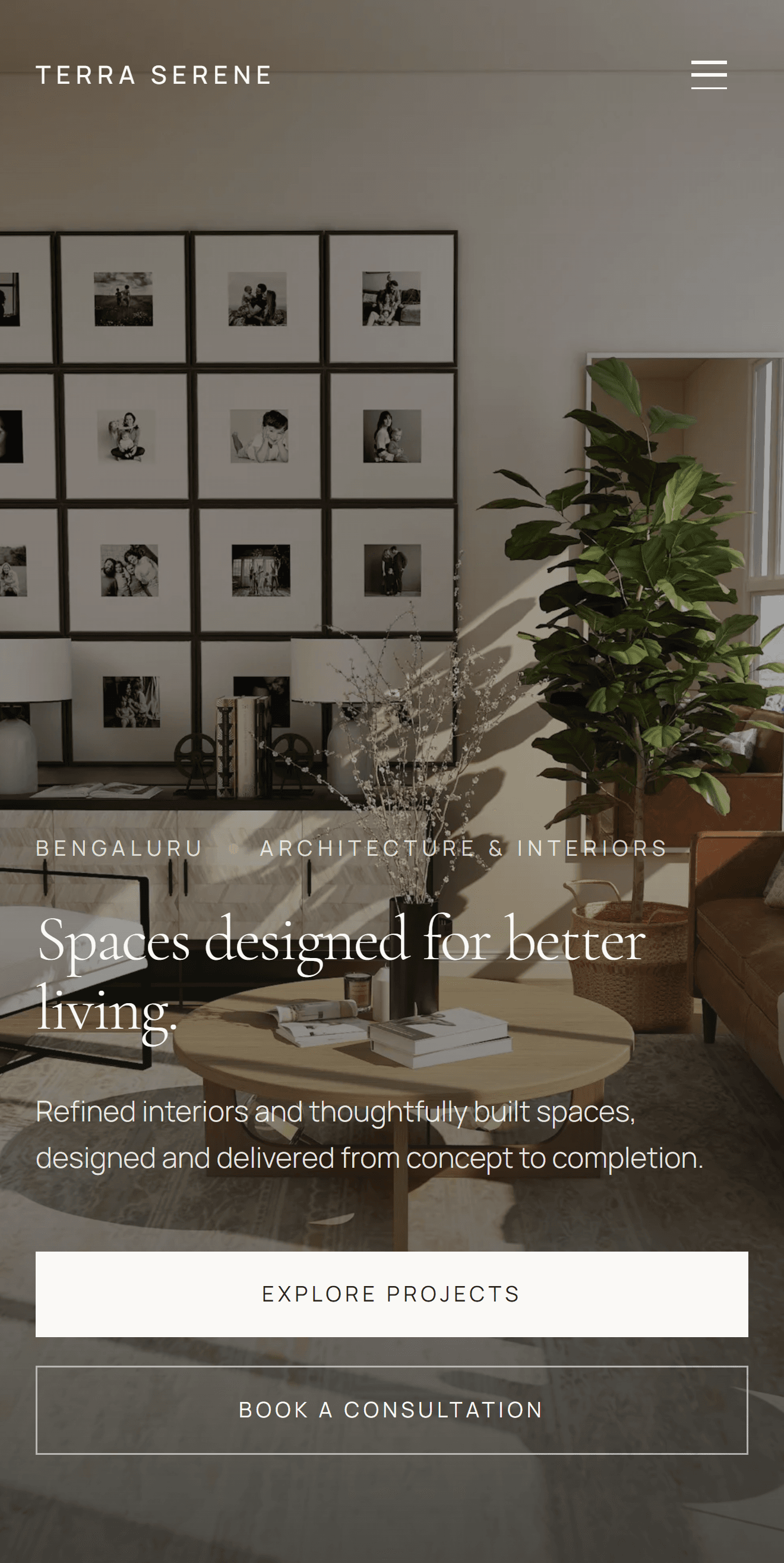 Terra Serene mobile responsive view